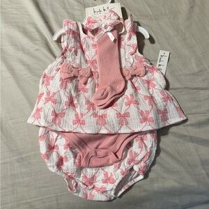 Pink Bow Patterned Baby Outfit Set